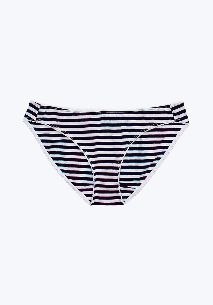 SLEEPY JONES | Goldin Bikini in Navy & White Cotton/Modal / XS-Navy & White Cotton/Modal
